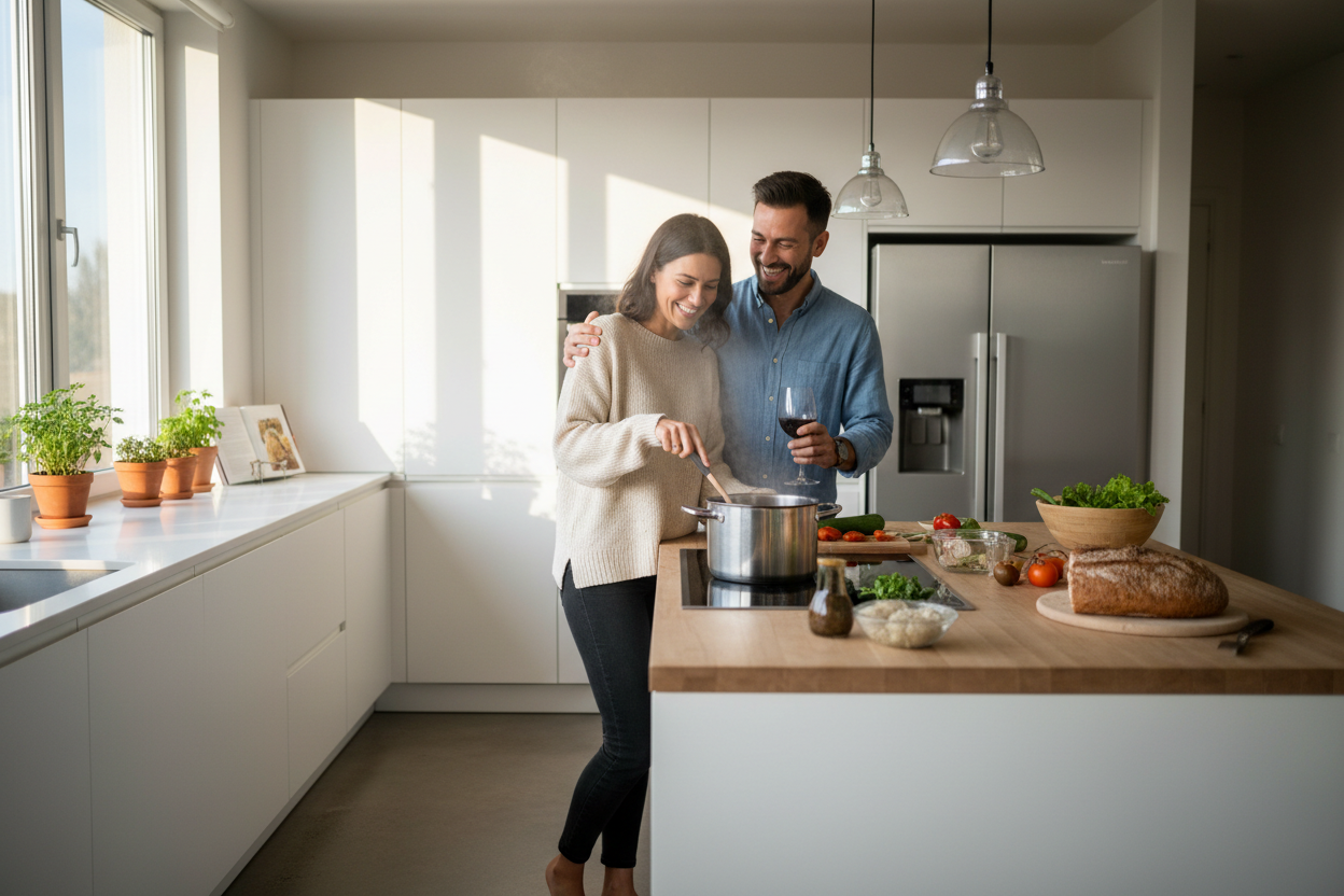 image dun couple femme et homme dans la cuisine